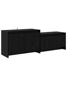 Mobile TV 147 x 35 x 50 cm Rovere Nero Legno ingegnerizzato