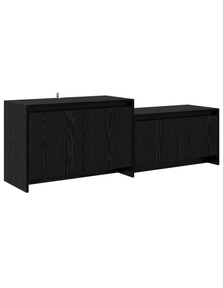 Mobile TV 147 x 35 x 50 cm Rovere Nero Legno ingegnerizzato