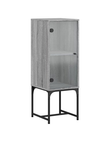 Mobile a Muro con Anta in Vetro Grigio Sonoma 35x37x100 cm