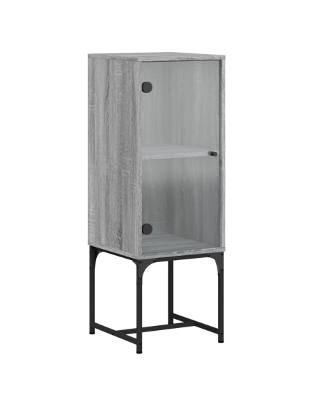 Mobile a Muro con Anta in Vetro Grigio Sonoma 35x37x100 cm