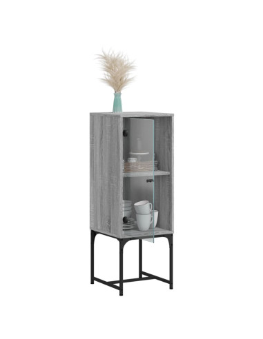 Mobile a Muro con Anta in Vetro Grigio Sonoma 35x37x100 cm