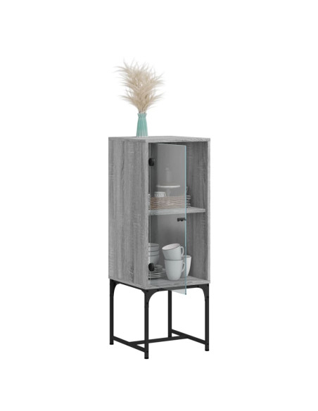 Mobile a Muro con Anta in Vetro Grigio Sonoma 35x37x100 cm