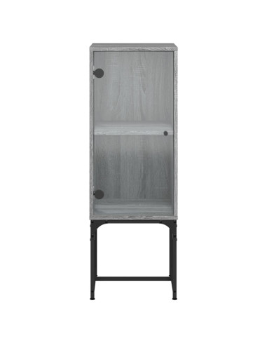 Mobile a Muro con Anta in Vetro Grigio Sonoma 35x37x100 cm