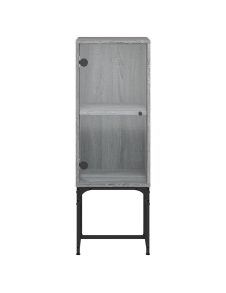 Mobile a Muro con Anta in Vetro Grigio Sonoma 35x37x100 cm