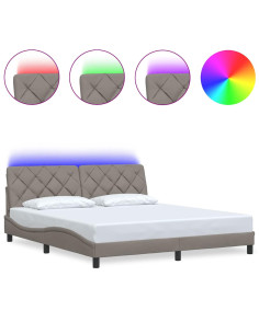 Giroletto con LED senza Materasso Tortora 180x200 cm in Tessuto 2