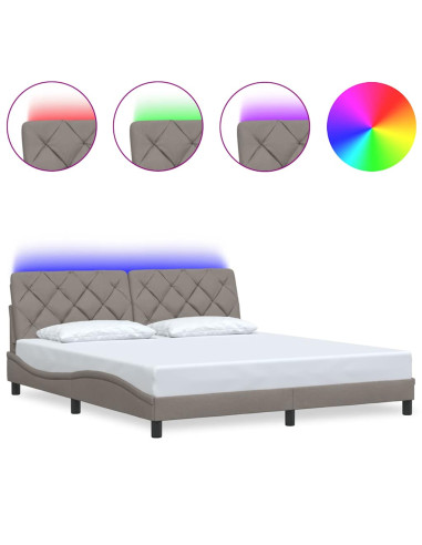 Giroletto con LED senza Materasso Tortora 180x200 cm in Tessuto