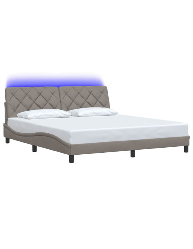 Giroletto con LED senza Materasso Tortora 180x200 cm in Tessuto