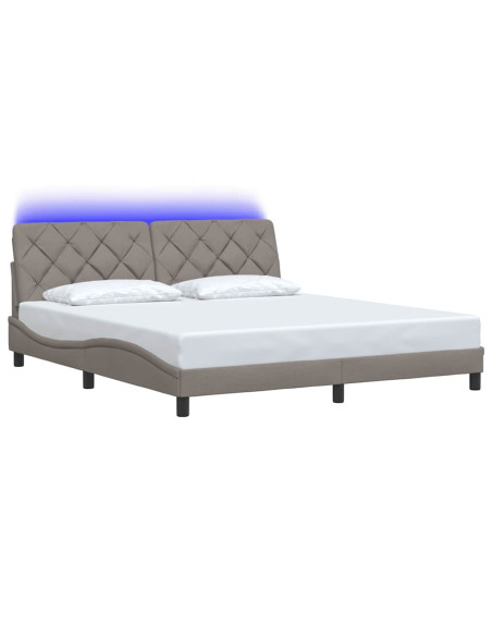 Giroletto con LED senza Materasso Tortora 180x200 cm in Tessuto