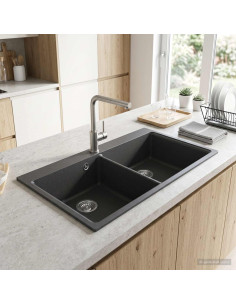 Lavello da cucina a doppia vasca Granito 86 x 51 x 30 cm