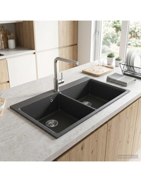 Lavello da cucina a doppia vasca Granito 86 x 51 x 30 cm