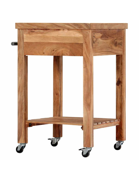 Carrello da Cucina 58x58x89 cm in Legno Massello di Acacia