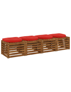 Cuscini per Sedia in 4 Pezzi 4 pz 100% Poliestere Rosso 2