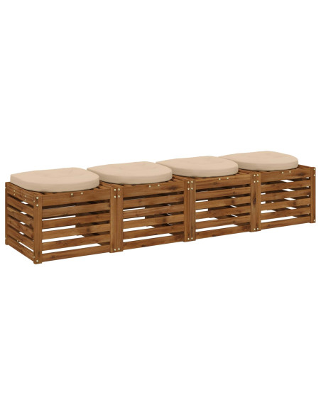 Cuscini per Sedia in 4 Pezzi 4 pz 100% Poliestere Crema
