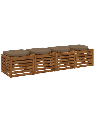 Cuscini per Sedia in 4 Pezzi 4 pz 100% Poliestere Tortora