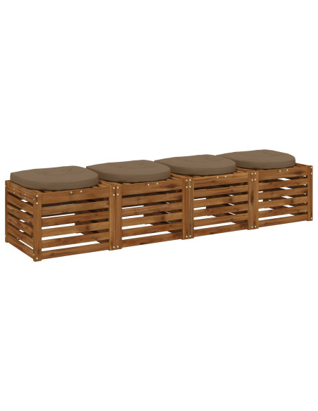 Cuscini per Sedia in 4 Pezzi 4 pz 100% Poliestere Tortora