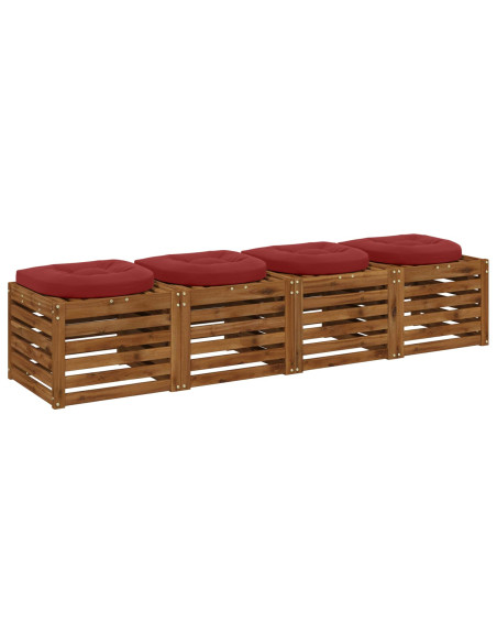 Cuscini per Sedia in 4 Pezzi 4 pz 100% Poliestere Rosso Vino