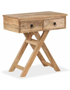 Tavolino da Salotto in Legno Massello di Mango 65x40x76 cm