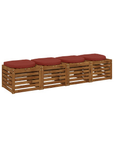 Cuscini per Sedia in 4 Pezzi 4 pz 100% Poliestere Rosso 2