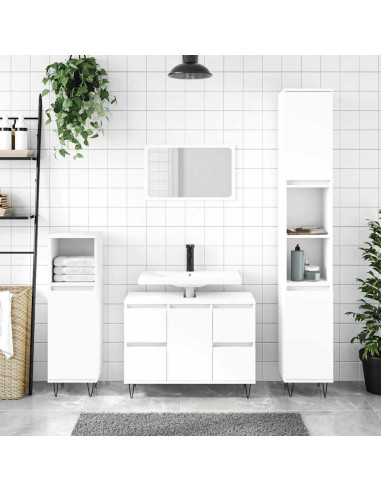 Mobile da Bagno Bianco 80x33x60 cm in Legno Multistrato