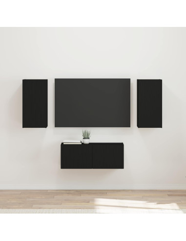 Set mobile TV 6 pz Nero Legno ingegnerizzato