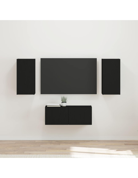 Set mobile TV 6 pz Nero Legno ingegnerizzato