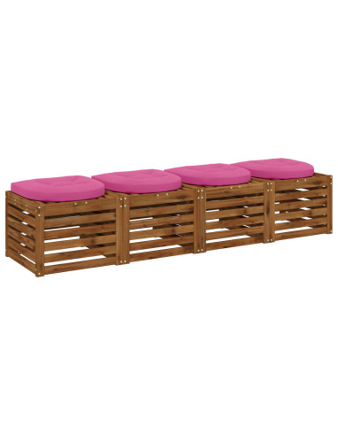 Cuscini per Sedia in 4 Pezzi 4 pz 100% Poliestere Rosa