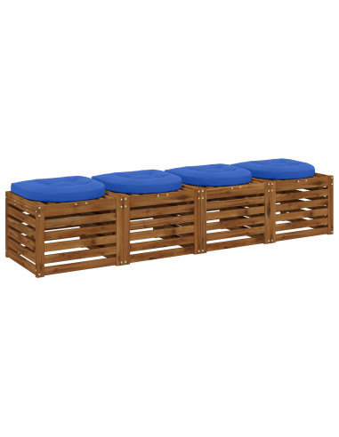Cuscini per Sedia in 4 Pezzi 4 pz 100% Poliestere Blu Reale