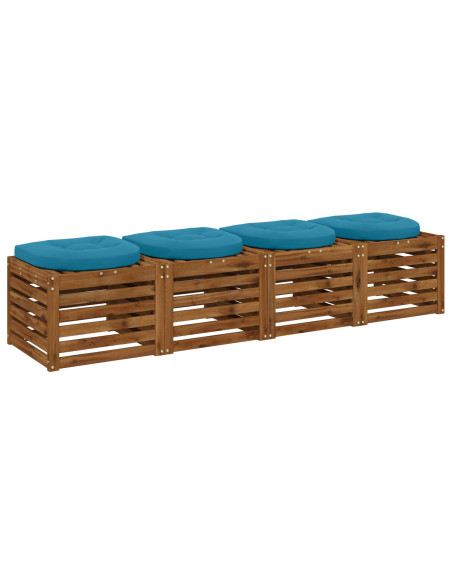 Cuscini per Sedia in 4 Pezzi 4 pz 100% Poliestere Azzurro