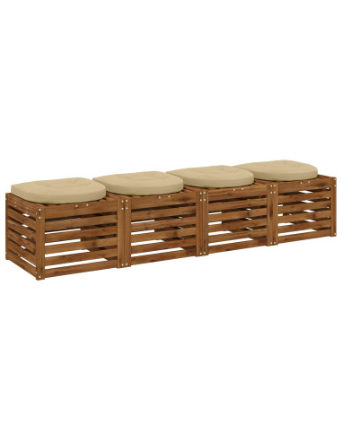 Cuscini per Sedia in 4 Pezzi 4 pz 100% Poliestere Beige