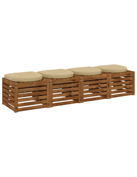 Cuscini per Sedia in 4 Pezzi 4 pz 100% Poliestere Beige