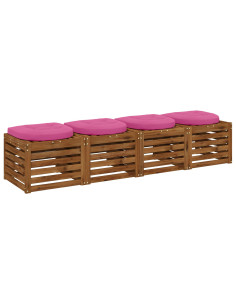 Cuscini per Sedia in 4 Pezzi 4 pz 100% Poliestere Rosa 2