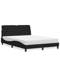 Letto con Materasso Nero 140x190 cm in Tessuto 2