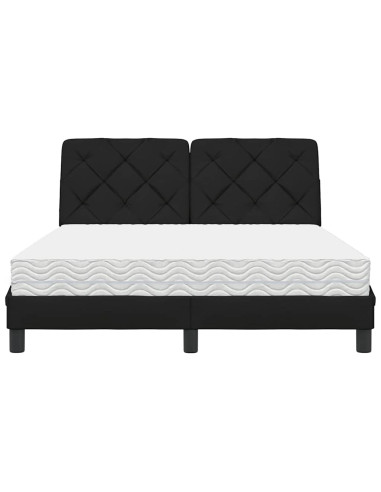 Letto con Materasso Nero 140x190 cm in Tessuto
