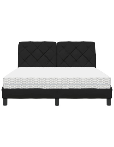 Letto con Materasso Nero 140x190 cm in Tessuto