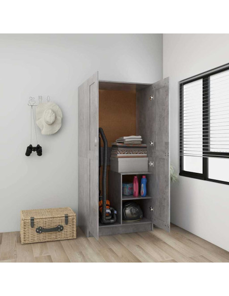 Armadio Grigio Cemento 82,5x51,5x180 cm in Legno Multistrato