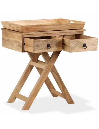 Tavolino da Salotto in Legno Massello di Mango 65x40x76 cm