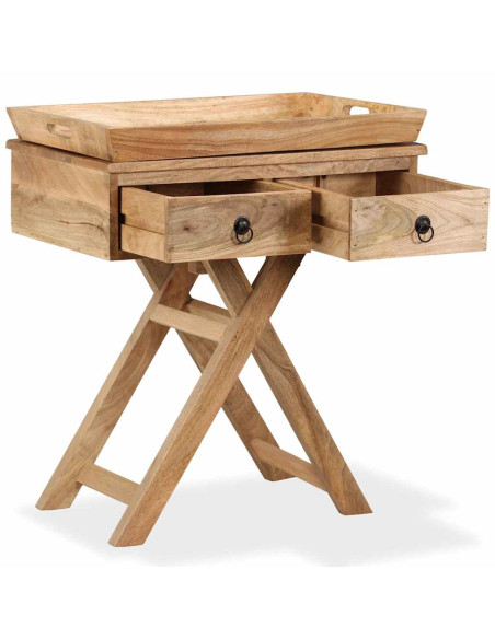 Tavolino da Salotto in Legno Massello di Mango 65x40x76 cm