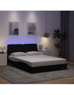 Giroletto con LED senza Materasso Nero 140x200 cm in Tessuto