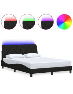 Giroletto con LED senza Materasso Nero 140x200 cm in Tessuto 2