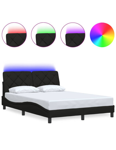 Giroletto con LED senza Materasso Nero 140x200 cm in Tessuto