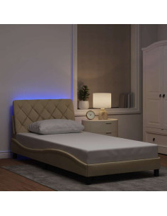 Giroletto con LED senza Materasso Crema 100x200 cm in Tessuto