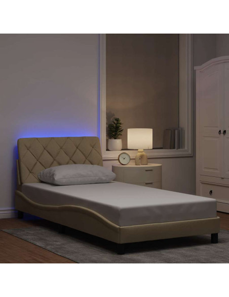 Giroletto con LED senza Materasso Crema 100x200 cm in Tessuto