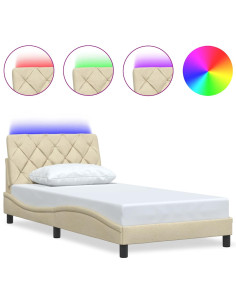 Giroletto con LED senza Materasso Crema 100x200 cm in Tessuto 2