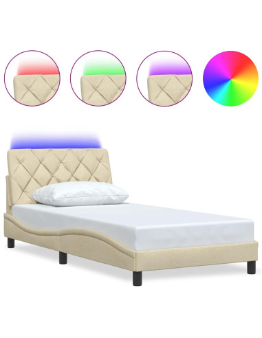 Giroletto con LED senza Materasso Crema 100x200 cm in Tessuto