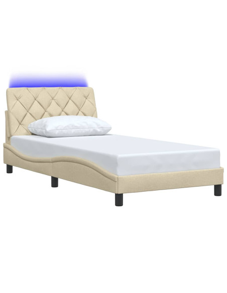 Giroletto con LED senza Materasso Crema 100x200 cm in Tessuto