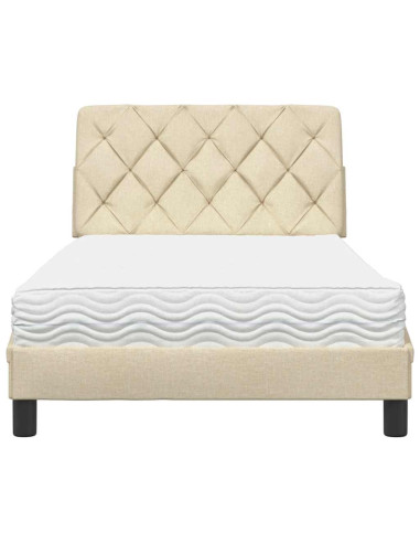 Letto con Materasso Crema 100x200 cm in Tessuto