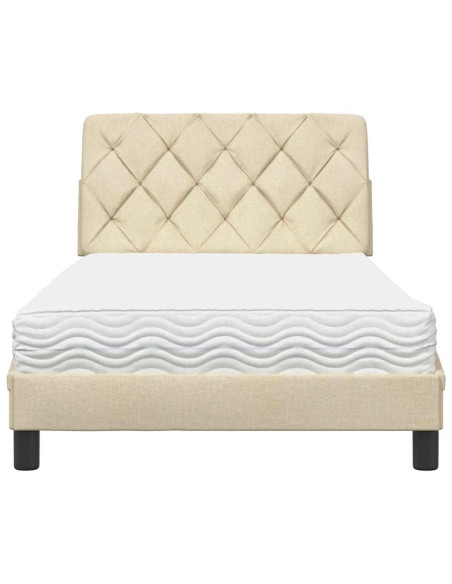 Letto con Materasso Crema 100x200 cm in Tessuto