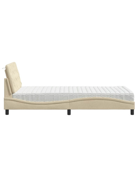 Letto con Materasso Crema 100x200 cm in Tessuto