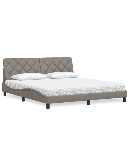 Letto con Materasso Tortora 180x200 cm in Tessuto