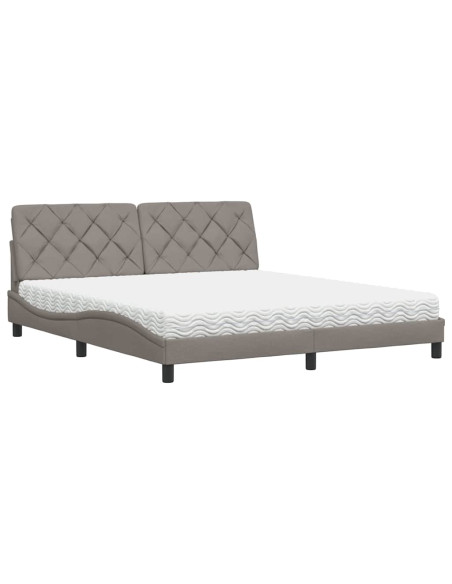 Letto con Materasso Tortora 180x200 cm in Tessuto